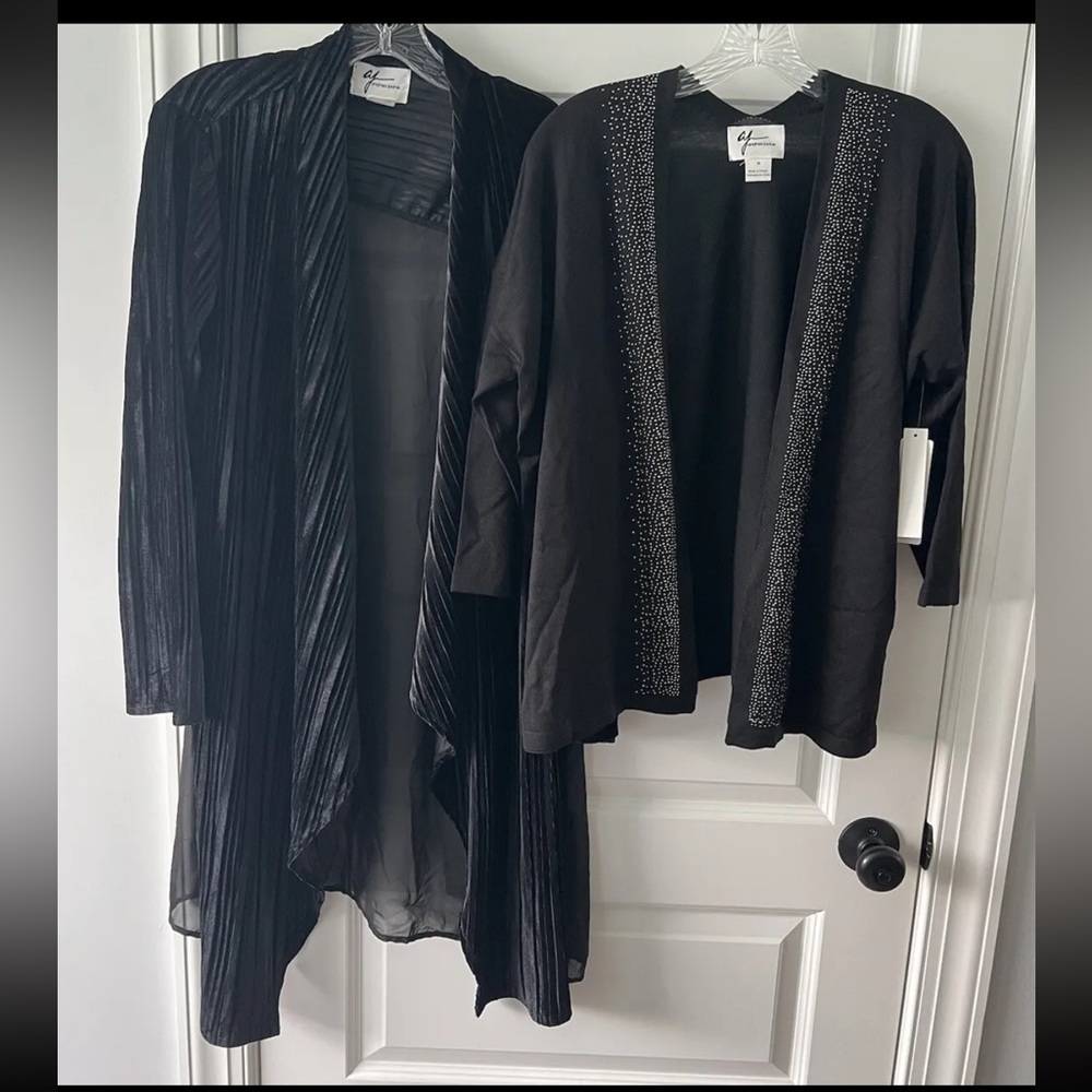 ANDREA JOVINE WOMENS CARDIGAN LOT OF 2 Velour & Sheer And Embellished NWT.